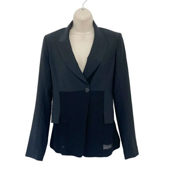 Alexander Wang Woman's Sz 2 Black Half Mesh Blazer - Picture 1 of 6